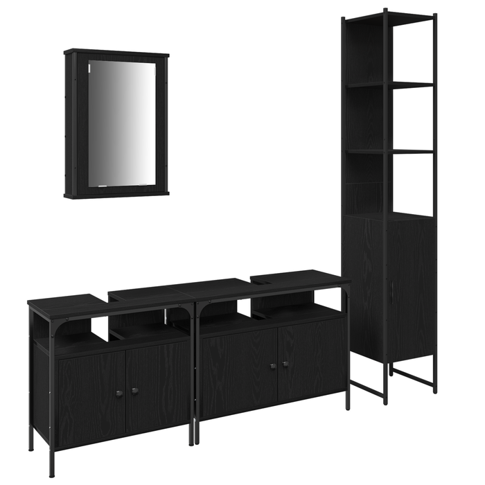 Set mobilier baie 4 piese din stejar negru - Lemn tratat frumos - WALTI WALTI