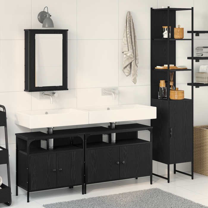 Set mobilier baie 4 piese din stejar negru - Lemn tratat frumos - WALTI WALTI