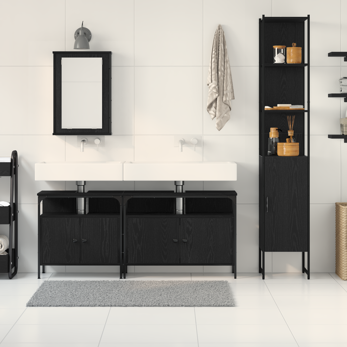 Set mobilier baie 4 piese din stejar negru - Lemn tratat frumos - WALTI WALTI