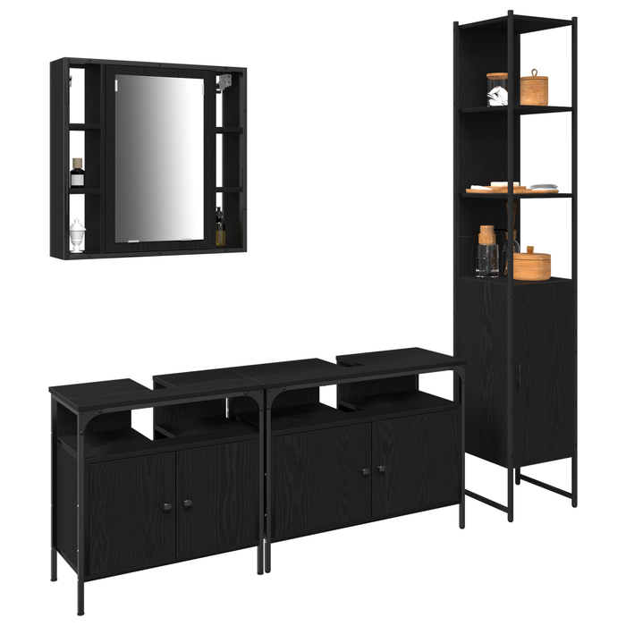 Set de baie din 4 piese din stejar negru - WALTI WALTI