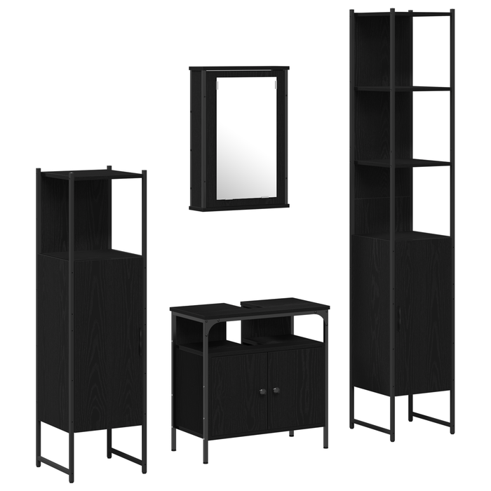 Set de mobilier de baie cu 4 piese din lemn de stejar negru - WALTI WALTI