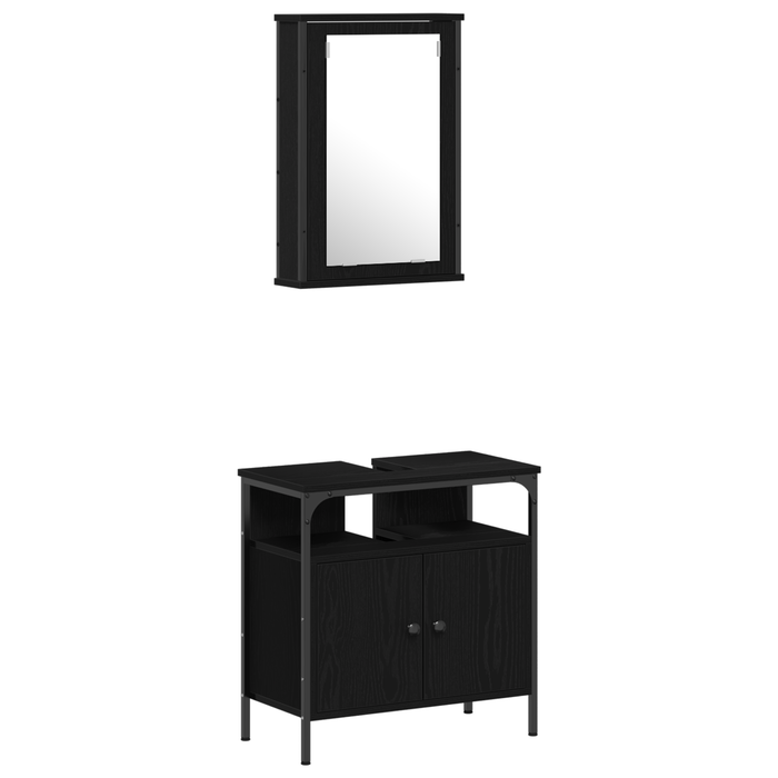 Set de mobilier de baie cu 4 piese din lemn de stejar negru - WALTI WALTI