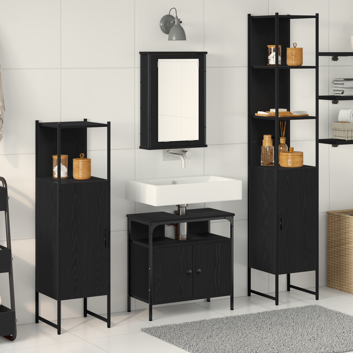 Set de mobilier de baie cu 4 piese din lemn de stejar negru - WALTI WALTI