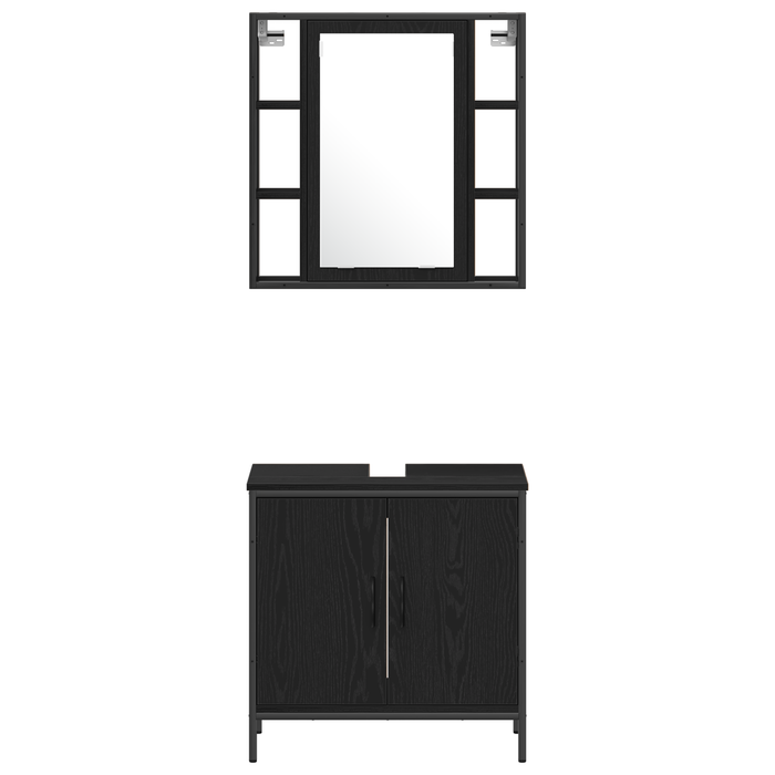 Set mobilier baie de 4 piese Stejar Negru Lemn prelucrat - WALTI WALTI