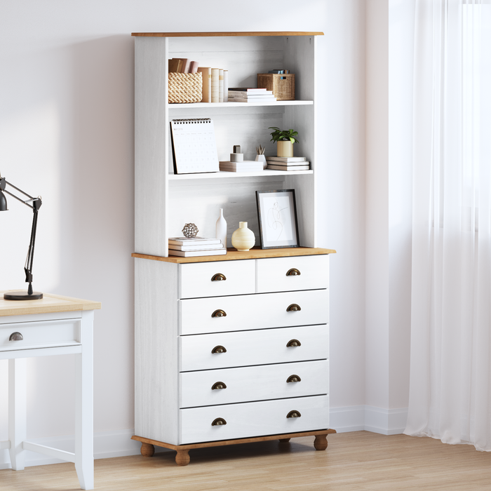 Bufet vidaXL “ASKIM” alb 91x40x199.5 cm lemn masiv de pin - WALTI WALTI