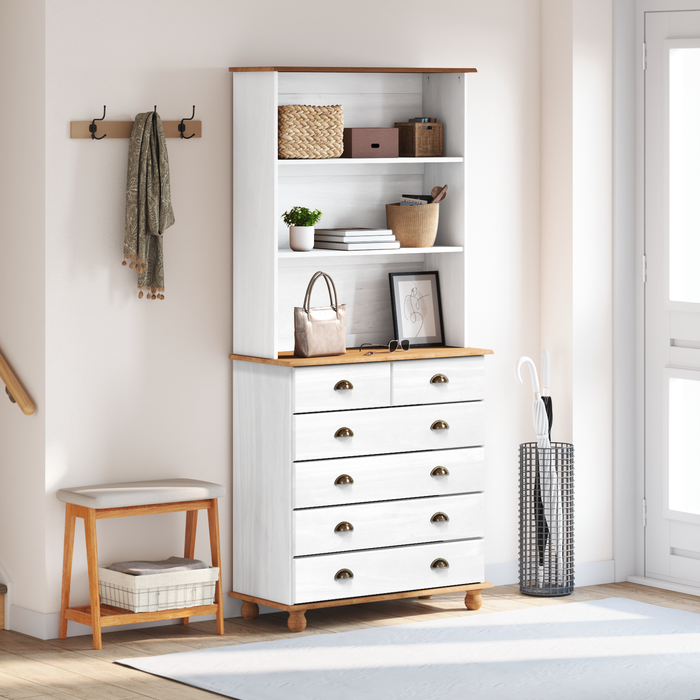 Bufet vidaXL “ASKIM” alb 91x40x199.5 cm lemn masiv de pin - WALTI WALTI