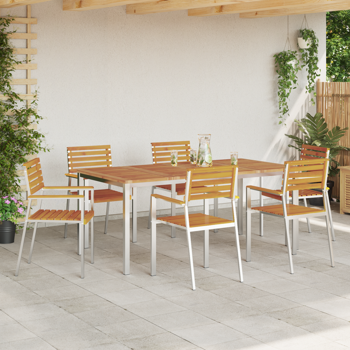 Set Dining Grădină vidaXL cu 7 Piese din Lemn Solid de Acacia - WALTI WALTI