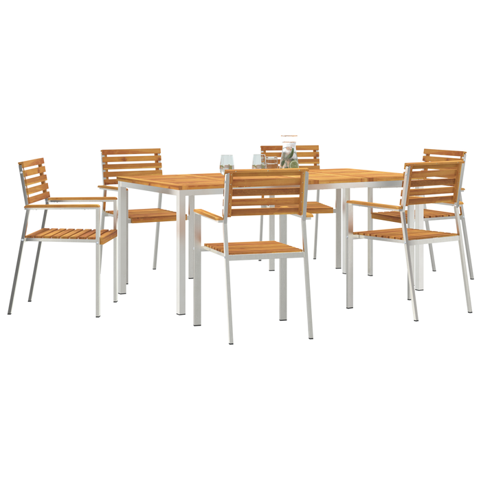 Set Dining Grădină vidaXL cu 7 Piese din Lemn Solid de Acacia - WALTI WALTI
