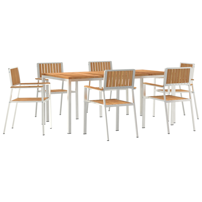 Set de dining pentru grădină vidaXL de 7 piese din lemn masiv de tec - WALTI WALTI