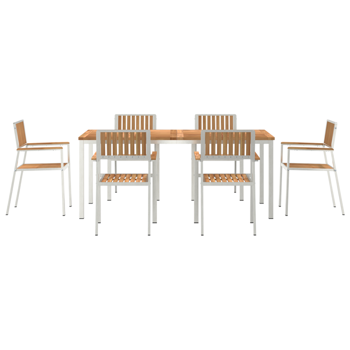 Set de dining pentru grădină vidaXL de 7 piese din lemn masiv de tec - WALTI WALTI