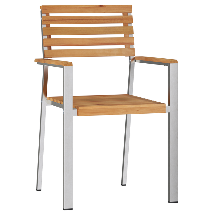 Scaune de grădină vidaXL stivuite 8 pcs 54.5x56x89 cm din lemn masiv de tec, Scaune de grădină vidaXL stivuite 4 pcs din lemn masiv de tec și oțel - WALTI WALTI
