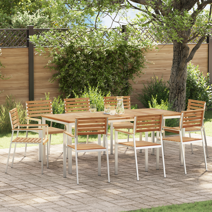 Scaune de grădină vidaXL stivuite 8 pcs 54.5x56x89 cm din lemn masiv de tec, Scaune de grădină vidaXL stivuite 4 pcs din lemn masiv de tec și oțel - WALTI WALTI
