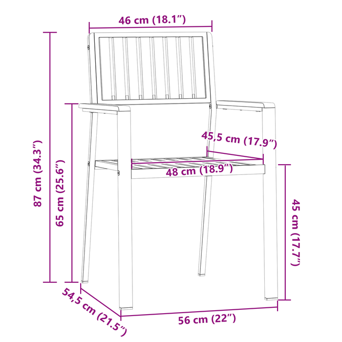 Set de 8 scaune stivuibile vidaXL 54.5x56x87 cm Lemn de acacia, Set de 4 scaune stivuibile vidaXL din lemn de acacia și metal - WALTI WALTI