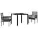 Set de dining pentru grădină vidaXL 3 piese cu perne Negru Poliratan - WALTI WALTI