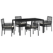 Set de dining pentru grădină vidaXL, 5 piese, cu perne, ratan poliat negru - WALTI WALTI