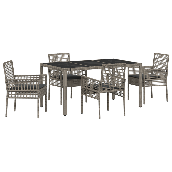 Set de dining pentru grădină vidaXL, 5 piese, cu perne, gri, din poliratan - WALTI WALTI