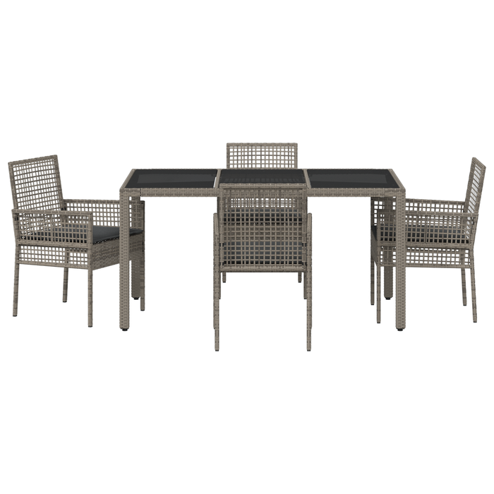 Set de dining pentru grădină vidaXL, 5 piese, cu perne, gri, din poliratan - WALTI WALTI