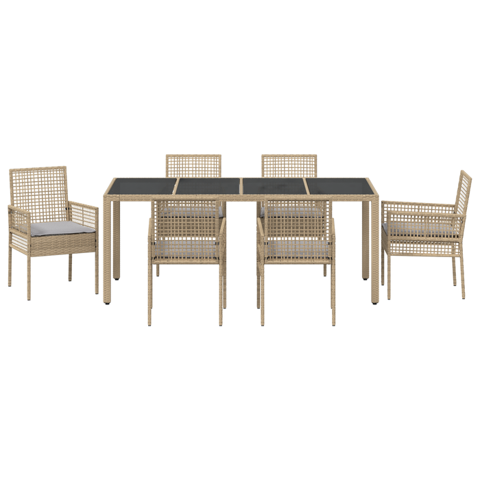 Set de grădină din 7 piese cu perne Bej din poli ratan - WALTI WALTI