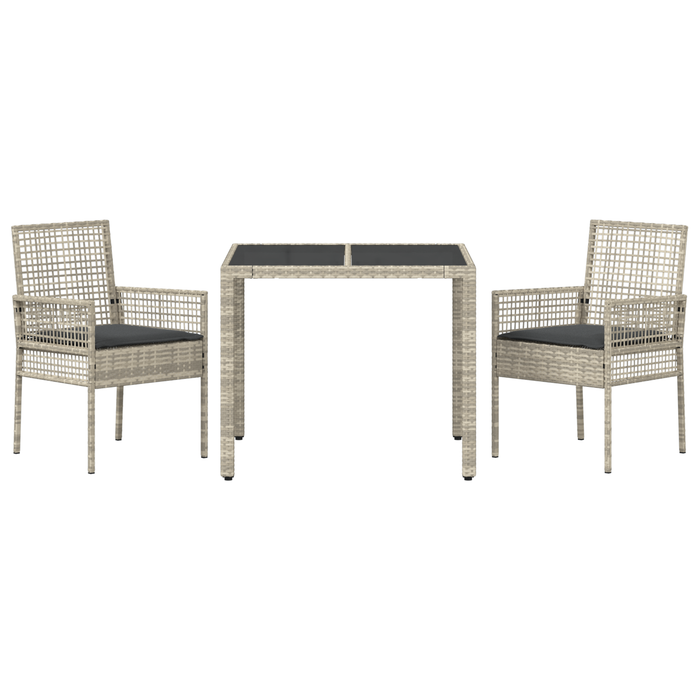 Set de dining pentru grădină vidaXL, 3 piese, cu perne, gri deschis, din ratan sintetic - WALTI WALTI