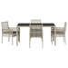 Set de dining pentru grădină vidaXL, 5 piese, cu perne, gri deschis, din poliratan - WALTI WALTI