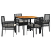 Set dining 5 piese pentru grădină cu perne, Negru, Poliratan - WALTI WALTI