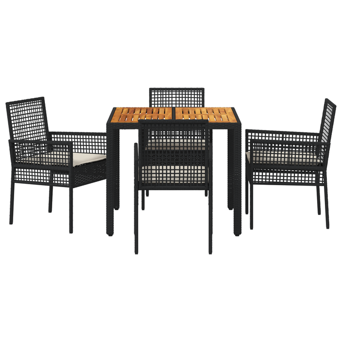Set dining 5 piese pentru grădină cu perne, Negru, Poliratan - WALTI WALTI