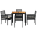 Set dining 5 piese pentru grădină cu perne, Negru, Poliratan - WALTI WALTI