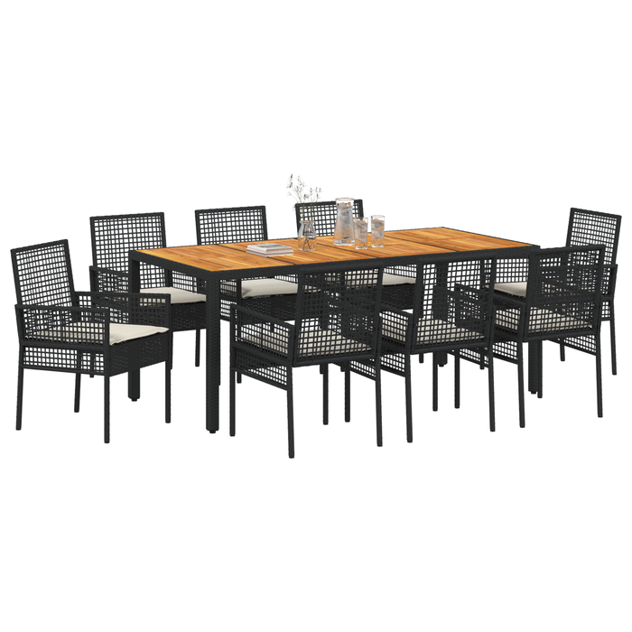 Set de Dining Grădină cu Perne Negru Ratan Poly - WALTI WALTI