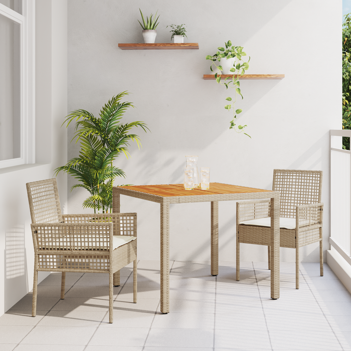 Set de dining 3 piese cu perne bej din ratan. - WALTI WALTI