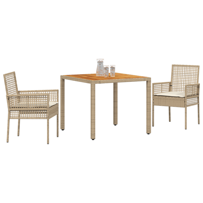 Set de dining 3 piese cu perne bej din ratan. - WALTI WALTI