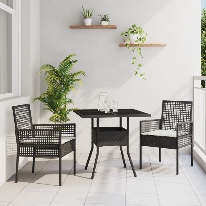 Set de dining pentru grădină 3 piese Ratan negru - WALTI WALTI