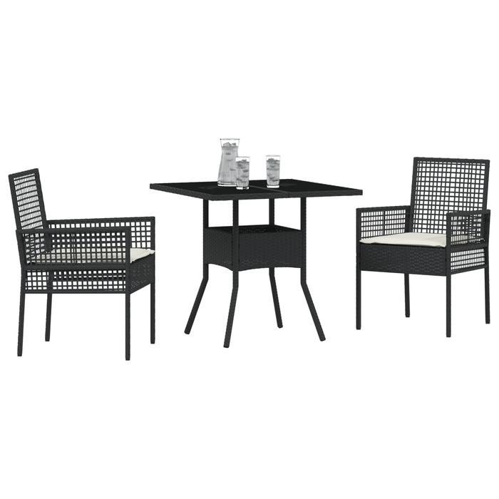 Set de dining pentru grădină 3 piese Ratan negru - WALTI WALTI