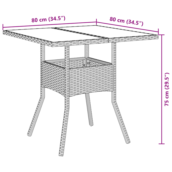 Set de masă de grădină 5 piese culoare maro din ratan poliester - WALTI WALTI