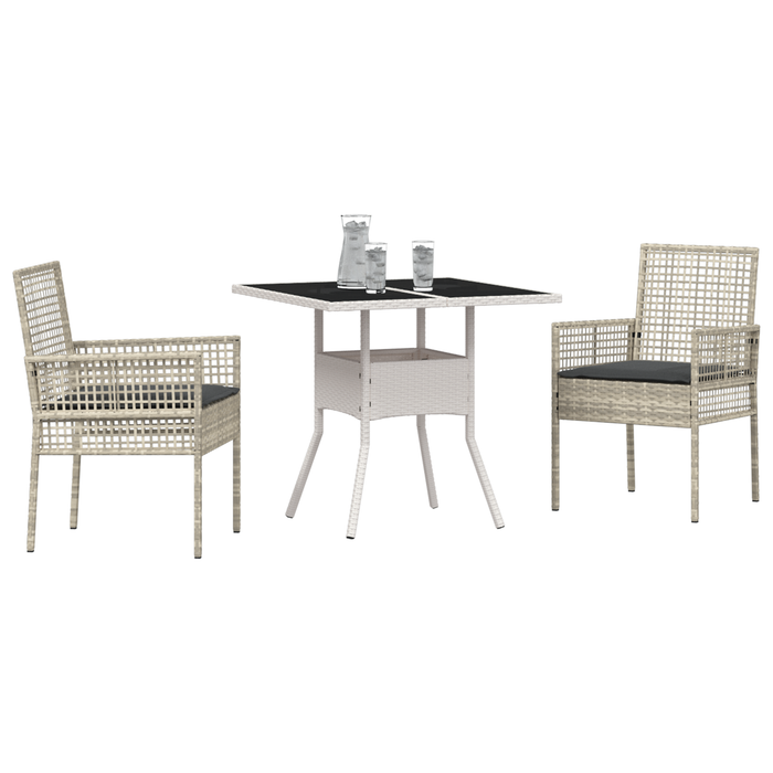 Set de Dining pentru Grădină 3 Piese Gri Deschis din Ratan Sintetic - WALTI WALTI
