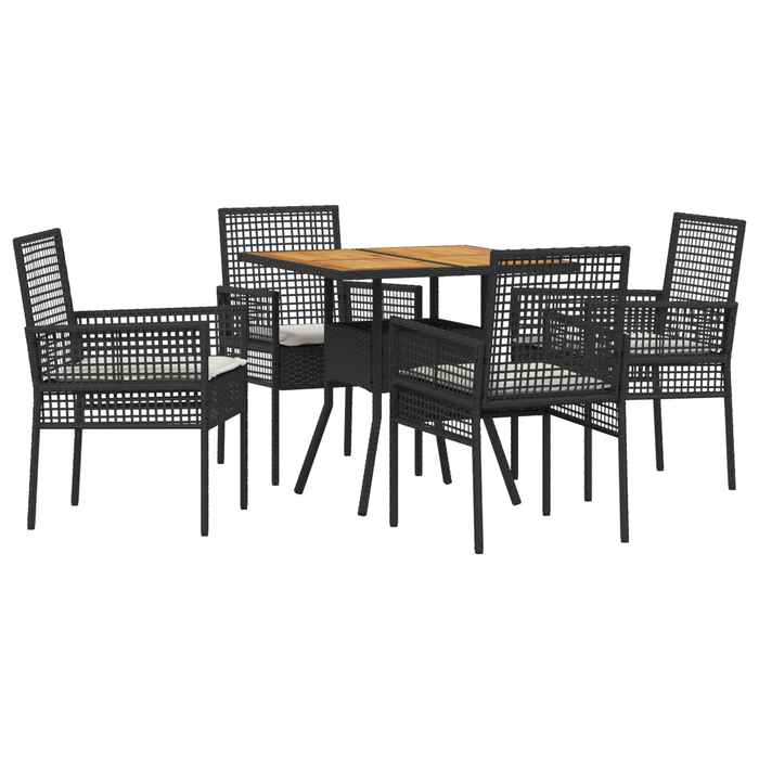 Set de dining cu 5 piese grădină, cu perne negre din poliratan - WALTI WALTI