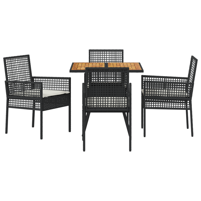 Set de dining cu 5 piese grădină, cu perne negre din poliratan - WALTI WALTI