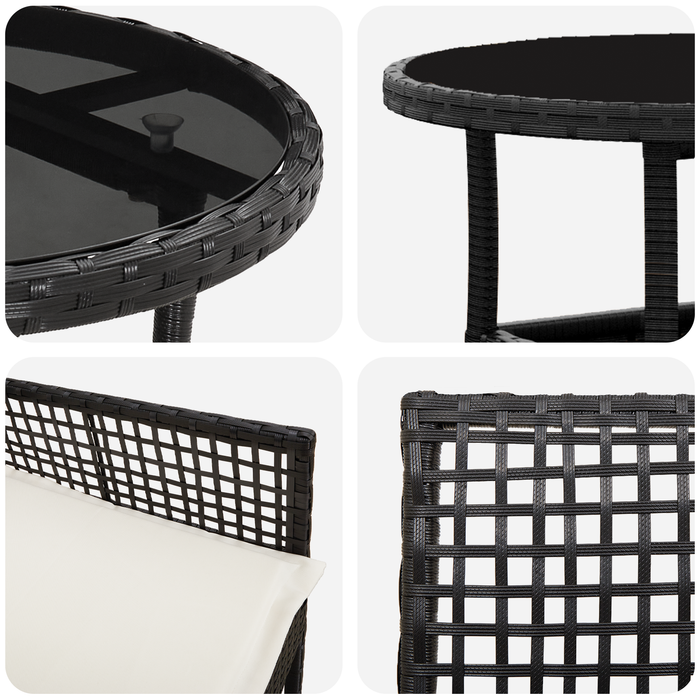 Set de dining pentru grădină de 3 piese Negru Poliratan - WALTI WALTI