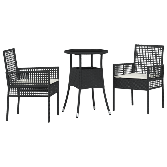 Set de dining pentru grădină de 3 piese Negru Poliratan - WALTI WALTI