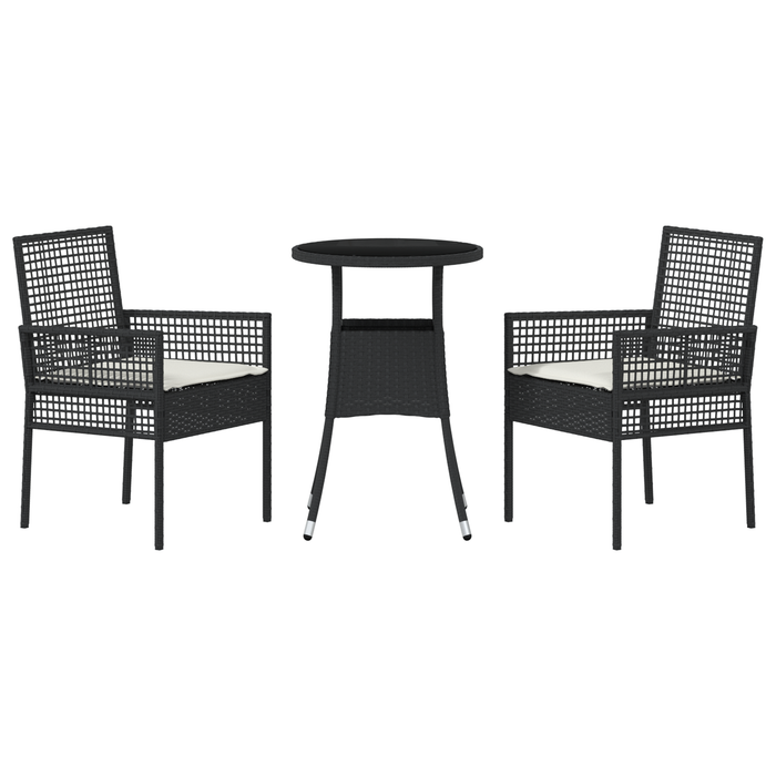 Set de dining pentru grădină de 3 piese Negru Poliratan - WALTI WALTI