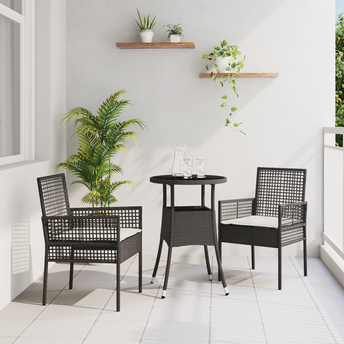 Set de dining pentru grădină de 3 piese Negru Poliratan - WALTI WALTI