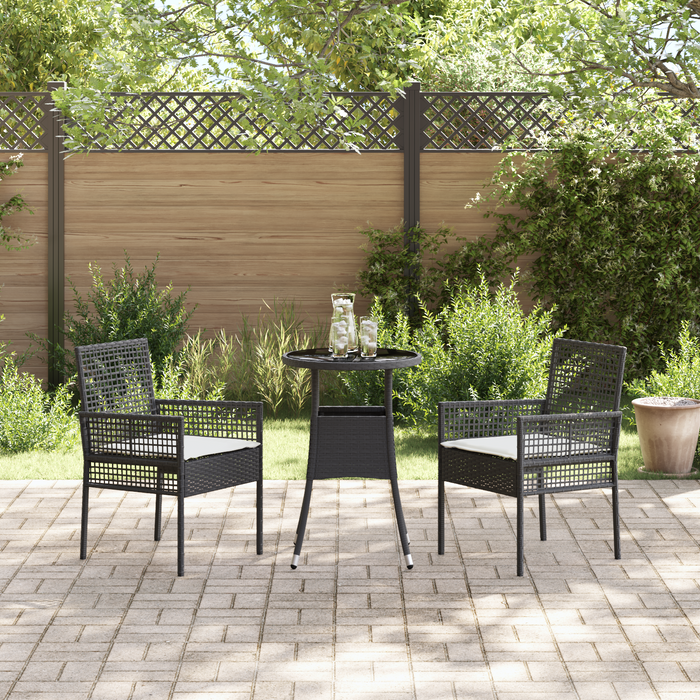 Set de dining pentru grădină de 3 piese Negru Poliratan - WALTI WALTI