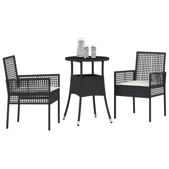 Set de dining pentru grădină de 3 piese Negru Poliratan - WALTI WALTI