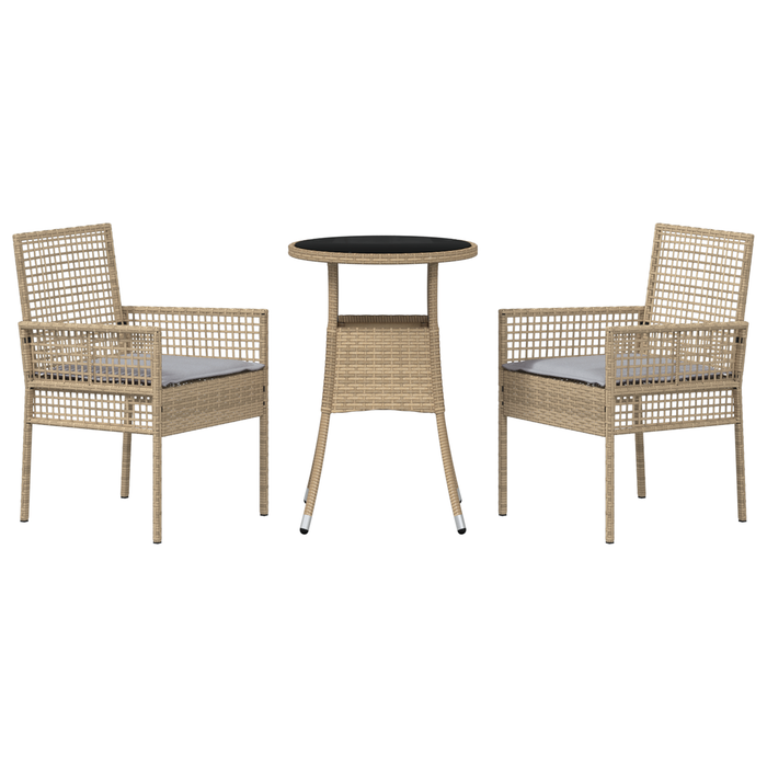 Set de dining pentru grădină 3 piese Bej din ratan sintetic - WALTI WALTI