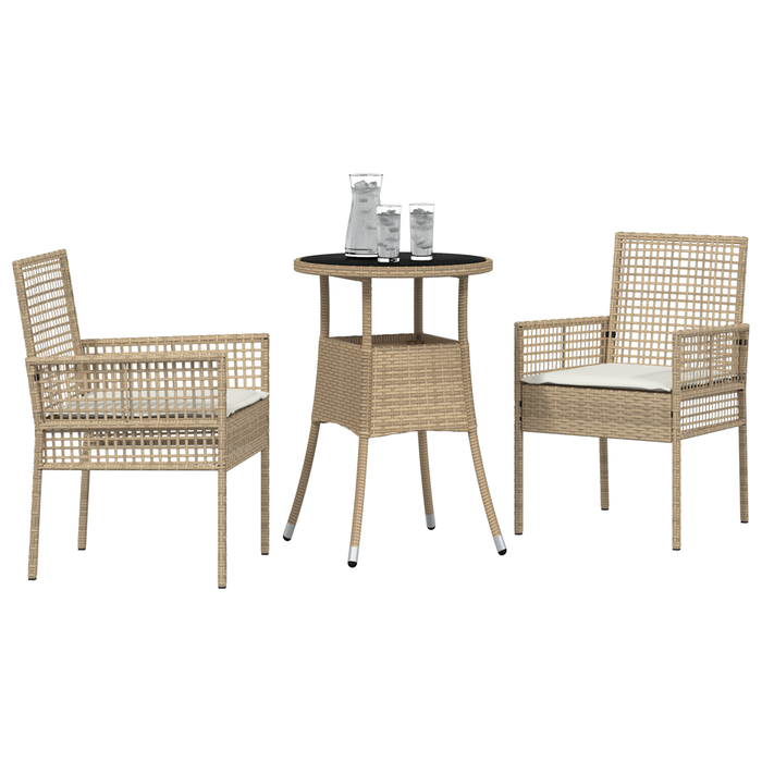 Set Mese Grădină 3 Piese Bej Poly Rattan - WALTI WALTI