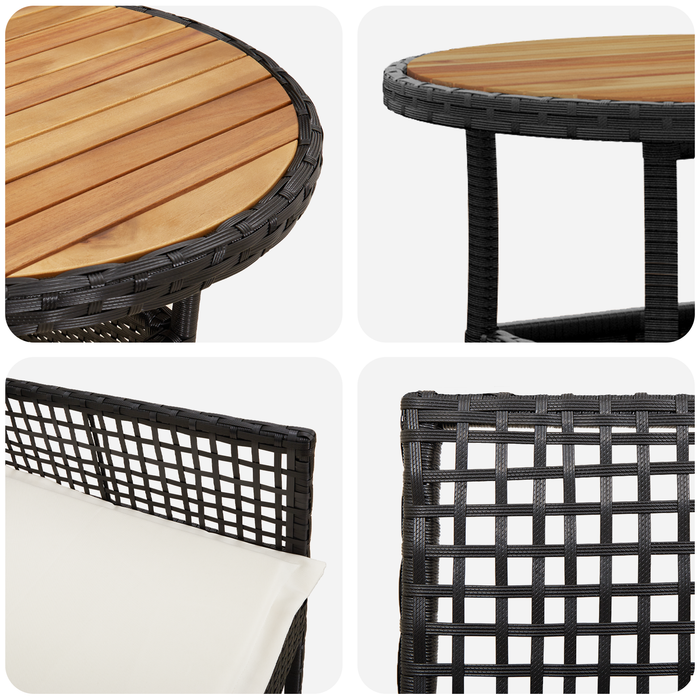 Set de Masă pentru Grădină 3 Piese Negru Poliratan - WALTI WALTI