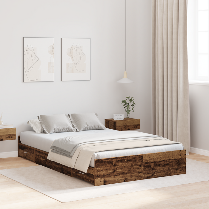 Cadru de pat cu depozitare lemn vechi 120x190 cm lemn prelucrat - WALTI WALTI