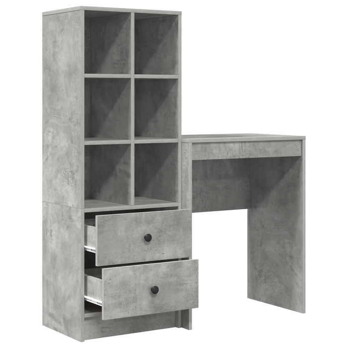 Birou cu sertar cu raft cu depozitare 2 pcs Gri din beton - WALTI WALTI