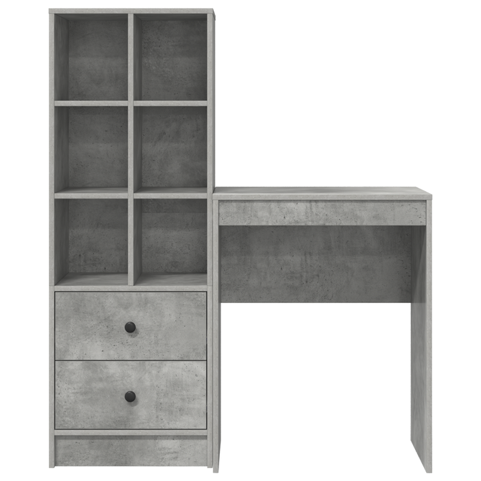 Birou cu sertar cu raft cu depozitare 2 pcs Gri din beton - WALTI WALTI