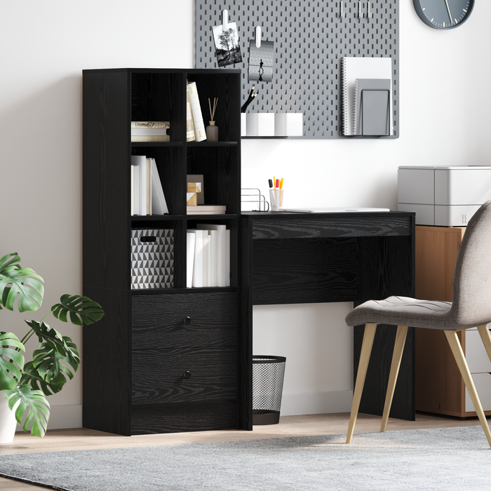 Birou cu sertar cu raft cu depozitare 2 pcs Stejar Negru - WALTI WALTI