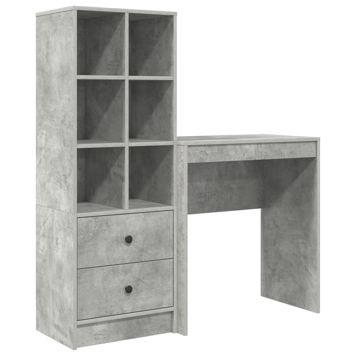 Birou cu sertar cu raft cu depozitare 2 pcs Gri din beton - WALTI WALTI